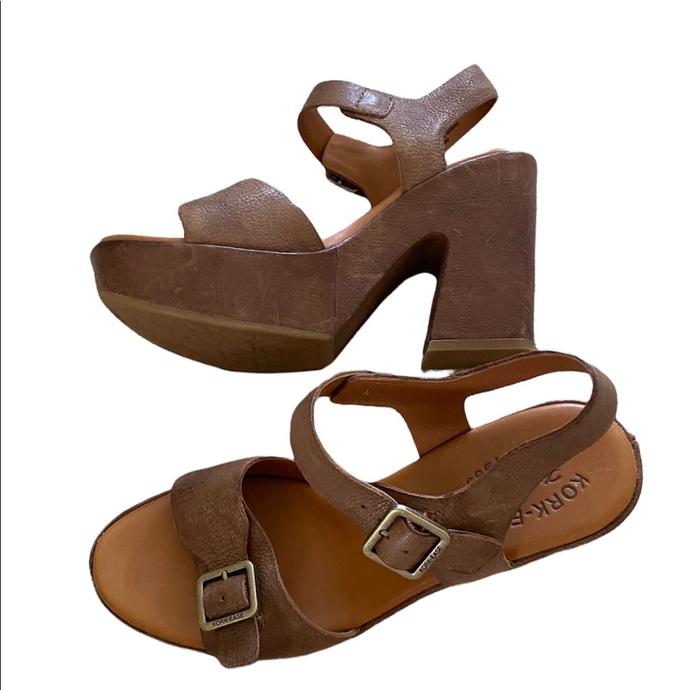 Kork-easy leather buckle platforms size 8